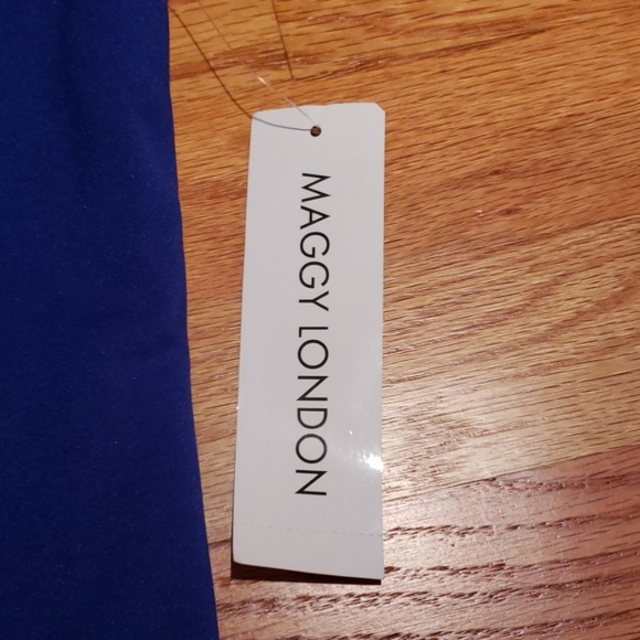 NWOT-Maggy London Ruched Dress w/Faux Wrap Bottom - Picture 3 of 9